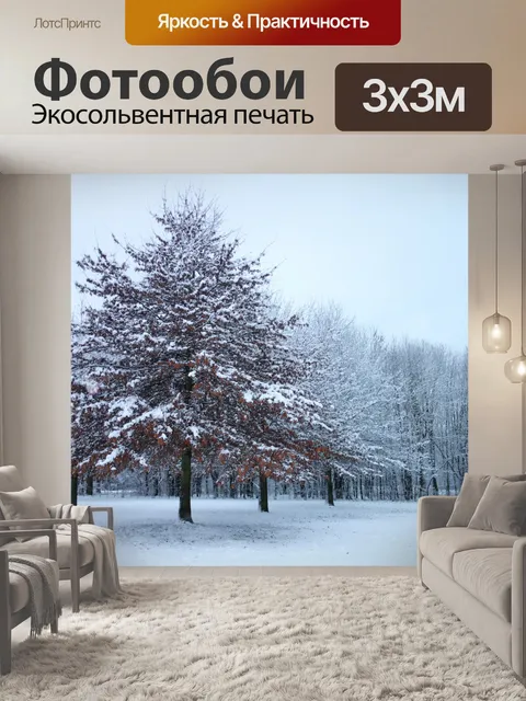 Фотообои Деревья ночь снег зима