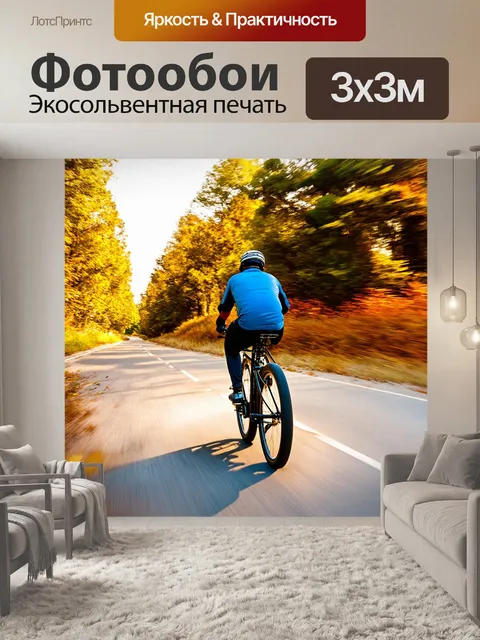 Фотообои светлый фон, велосипедная прогулка по живописной дороге