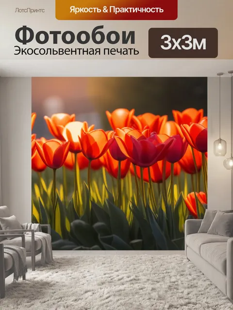 Фотообои тюльпаны в лучах утреннего солнца
