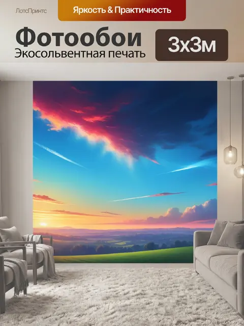Фотообои пейзаж с небом рисунок красивый