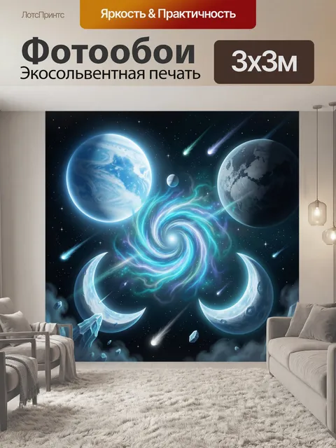 Фотообои Космический вихрь с планетами
