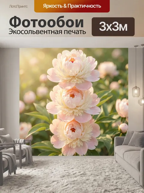 Фотообои Нежные розовые пионы в цвету