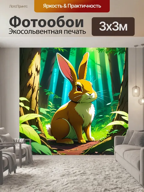 Фотообои кролик в лесу