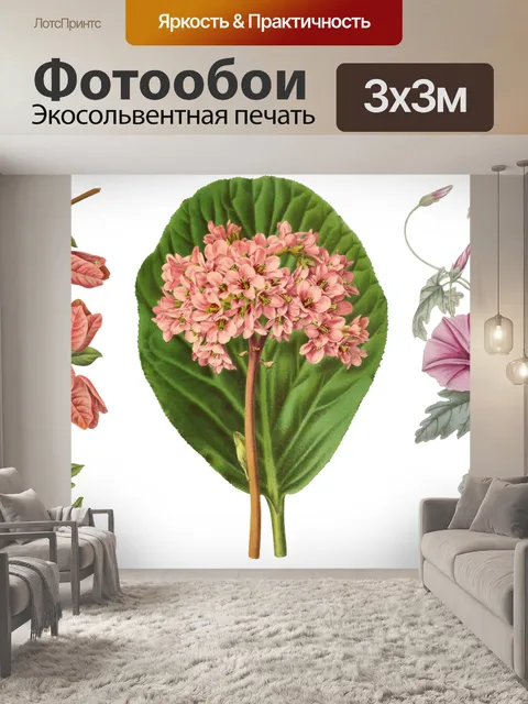 Фотообои Клипарт Винтажные розовые цветы