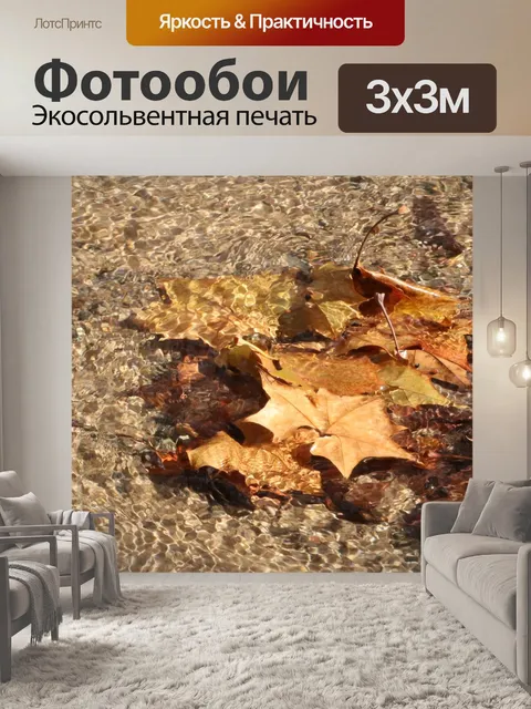 Фотообои Осенние листья в сверкающем ручье