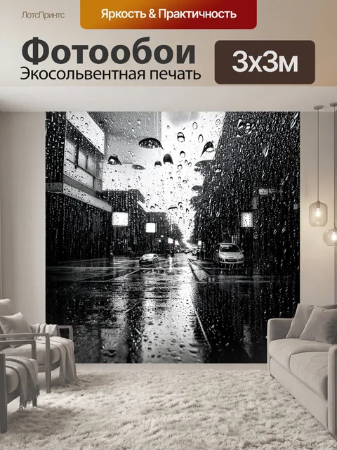 Фотообои дождь в черно-белом стиле