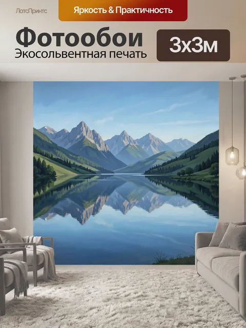 Фотообои Горный пейзаж с озером отражений