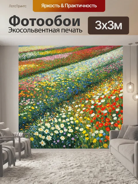 Фотообои цветы в стиле пьер-огюст ренуар, где треугольные композиции превращаются в цветочные поля