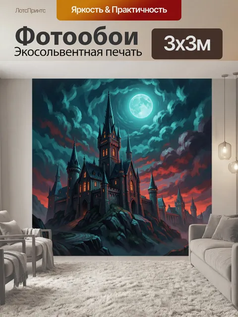 Фотообои Загадочный замок под луной