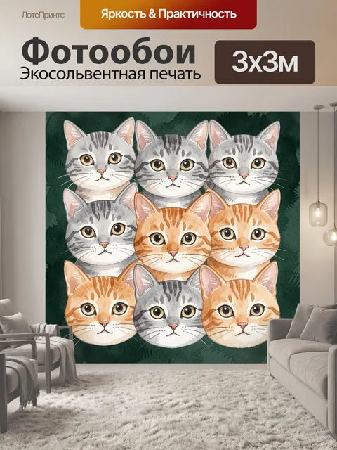 Фотообои Кошачьи мордочки в круге