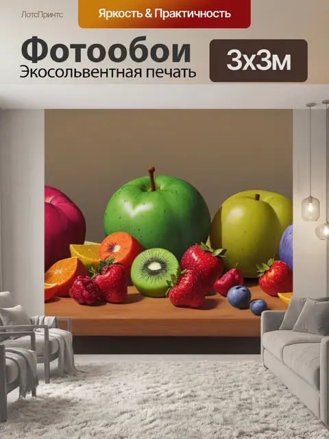 Фотообои натюрморт с фруктами из пластилина
