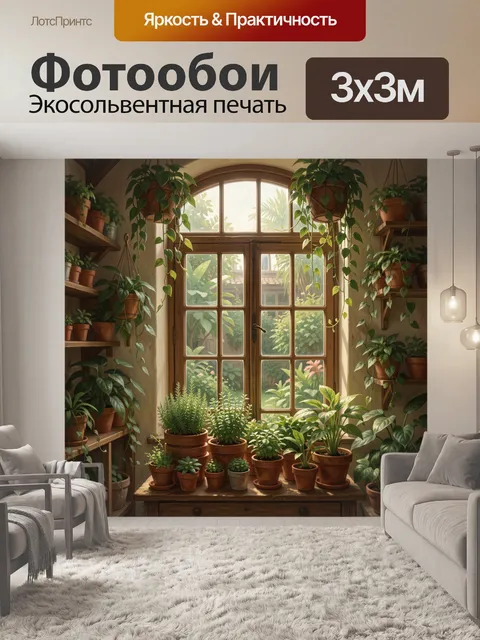 Фотообои Уютная оранжерея у окна
