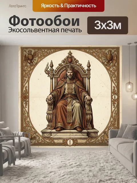 Фотообои Властитель на троне в гербовой рамке