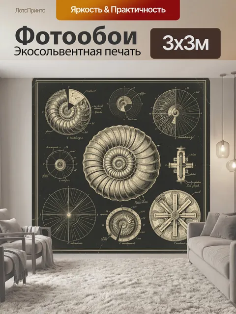 Фотообои Спиральные моллюски и схемы