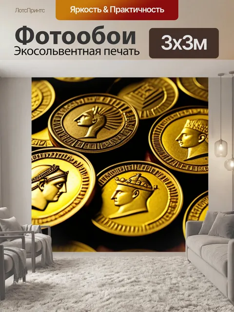 Фотообои крупный план древних золотых монет