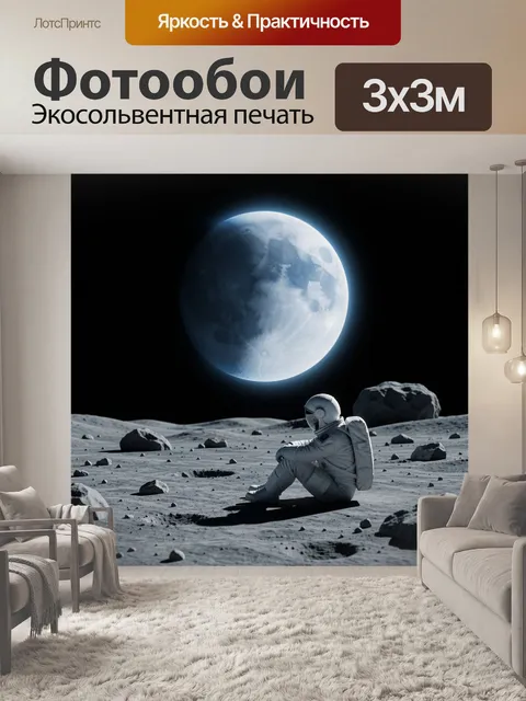 Фотообои Космонавт на лунной поверхности