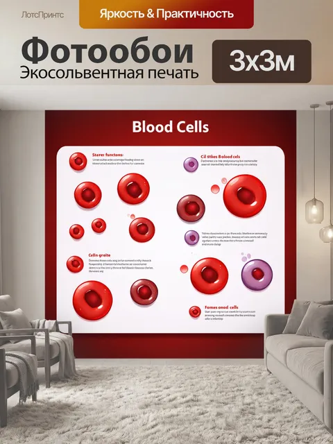 Фотообои четкий и детализированный план клеток крови