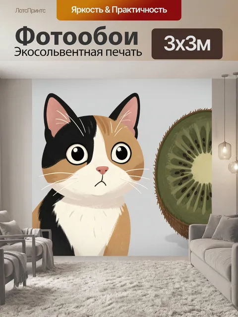 Фотообои Трехцветный питомец и киви