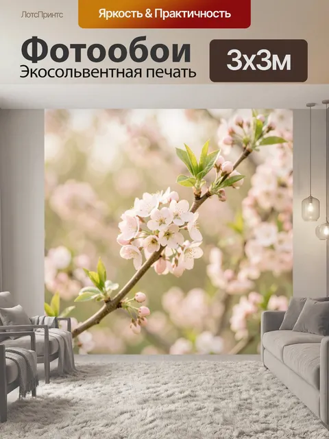 Фотообои Нежная ветка сакуры весной