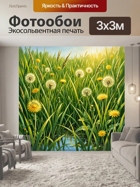 Фотообои Луговые одуванчики в утреннем свете