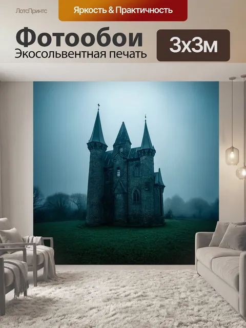 Фотообои туман в стиле готический: забытая крепость, скрытая в облаках, завуалированная мистической атмосферой