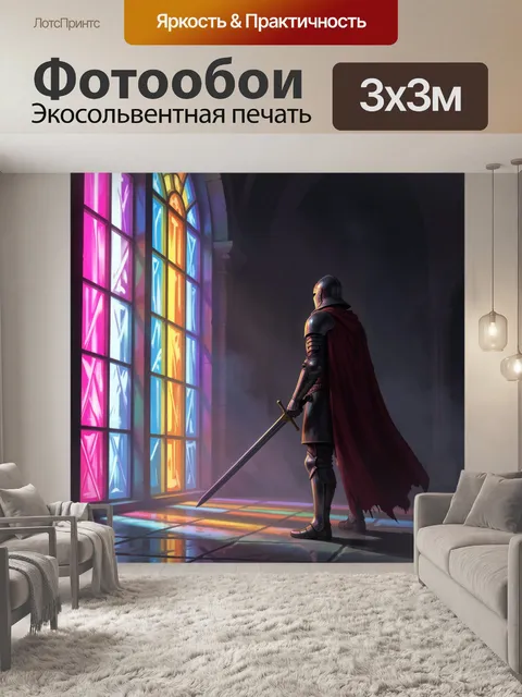 Фотообои Рыцарь у витражного окна