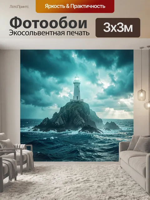 Фотообои Маяк на скалистом острове