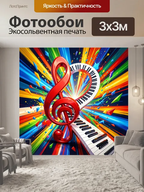 Фотообои Музыкальный вихрь с клавишами