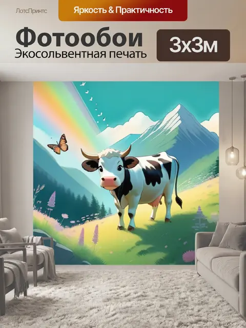 Фотообои корова в горах
