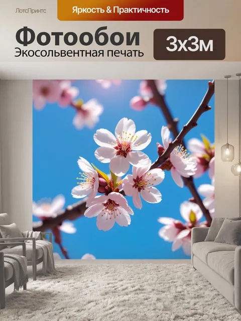 Фотообои цветение сакуры в весеннем солнечном свете