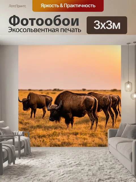 Фотообои охота на буйволов в африканской саванне