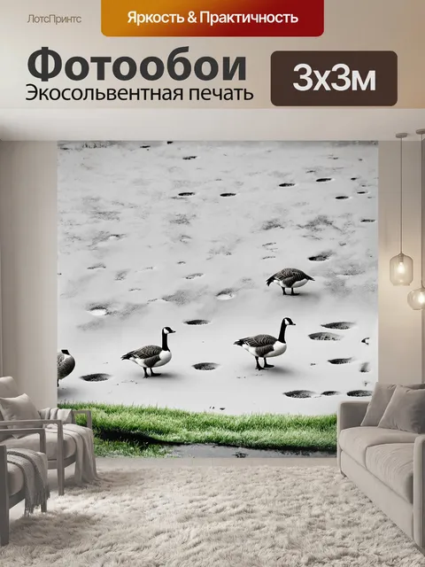 Фотообои гусиные следы на песчаном берегу озера