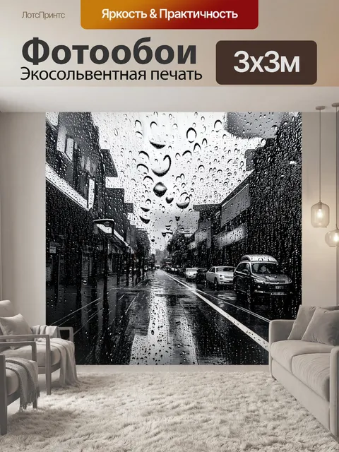 Фотообои дождь в черно-белом стиле