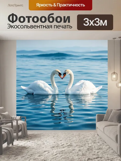 Фотообои Два лебедя на воде