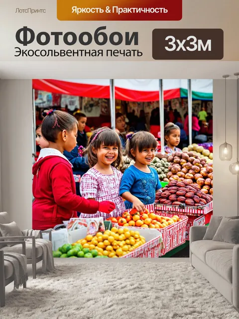 Фотообои ссср союз, ярмарка, торговцы и покупатели, игристый смех детей, традиционные продукты, живая культура