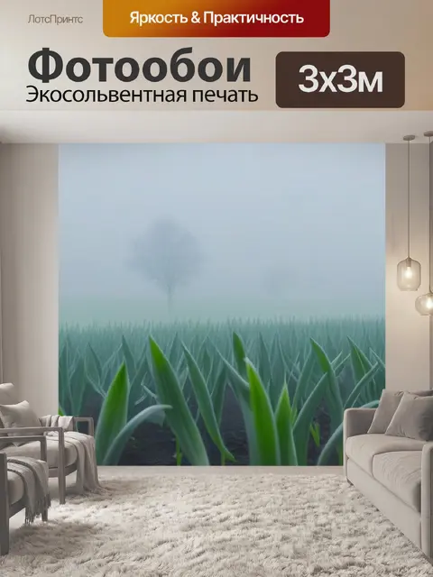 Фотообои тюльпаны в тумане