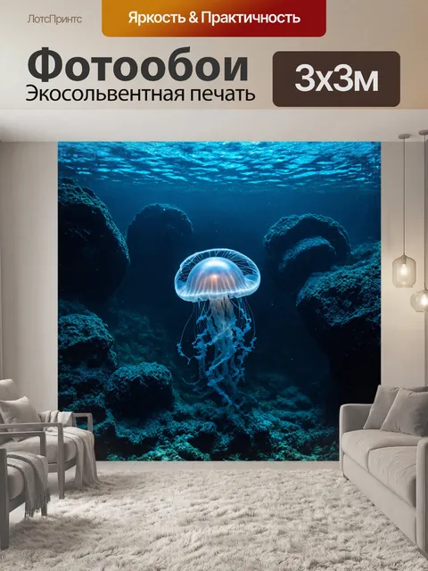 Фотообои на дне океана, крупная жемчужина сверкает в темноте