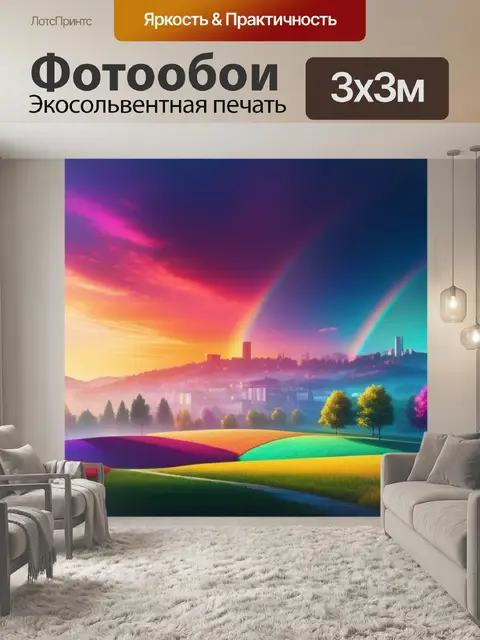 Фотообои городской пейзаж с природой разноцветный