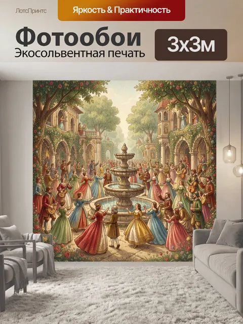 Фотообои Средневековый праздник у фонтана