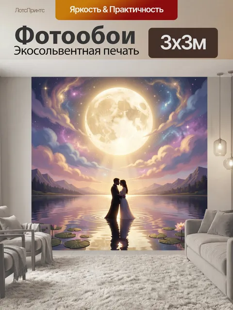 Фотообои Влюблённая пара под луной