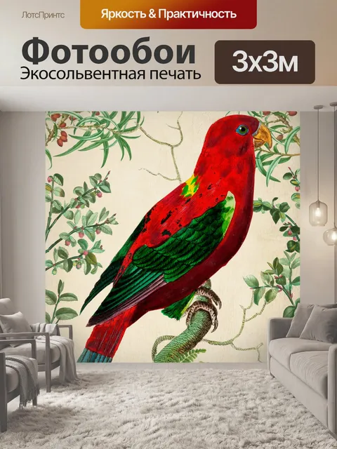 Фотообои Винтажное искусство тропическая птица