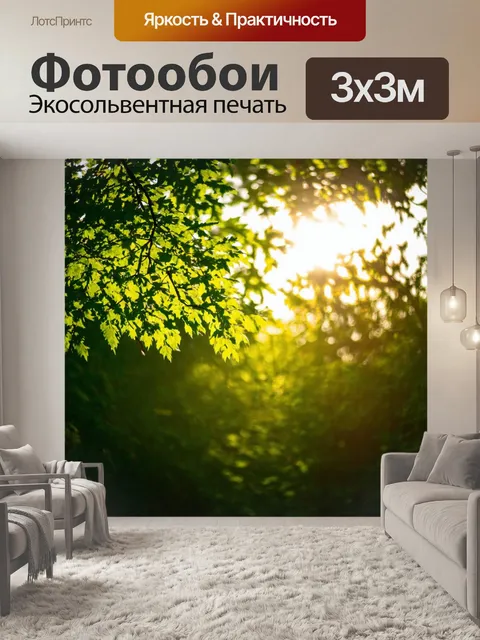 Фотообои градиент света сквозь листву