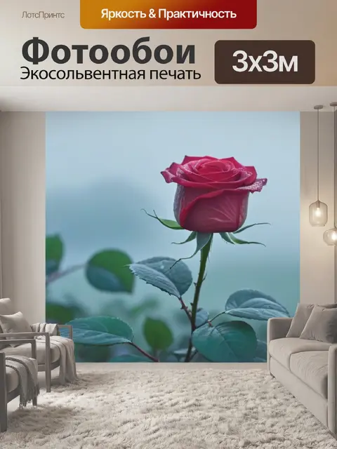Фотообои зачарованная роза в тумане