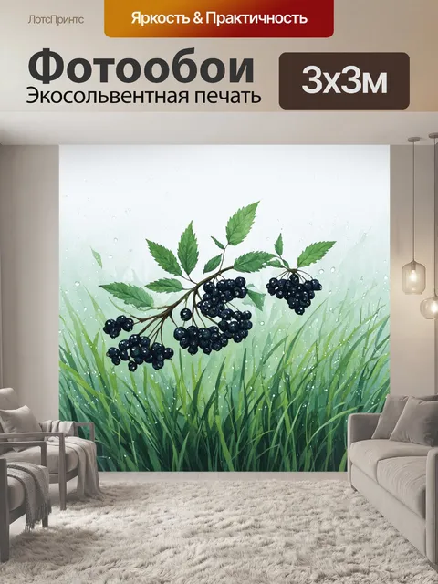 Фотообои в утреннем тумане скрываются силуэты бузины и самбука