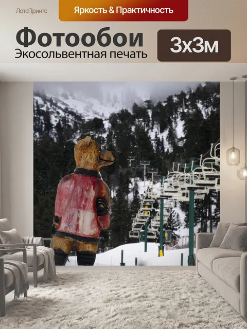 Фотообои Медведь Скульптура на горнолыжных склона