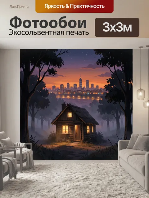 Фотообои Ночной домик у города