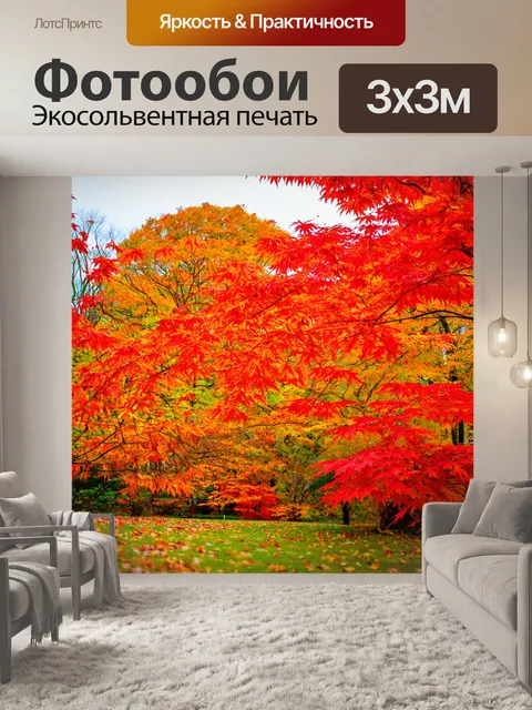 Фотообои япония изображают осенний пейзаж с кленами