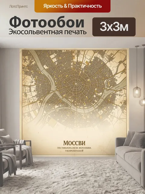 Фотообои Схематичная карта города с рекой