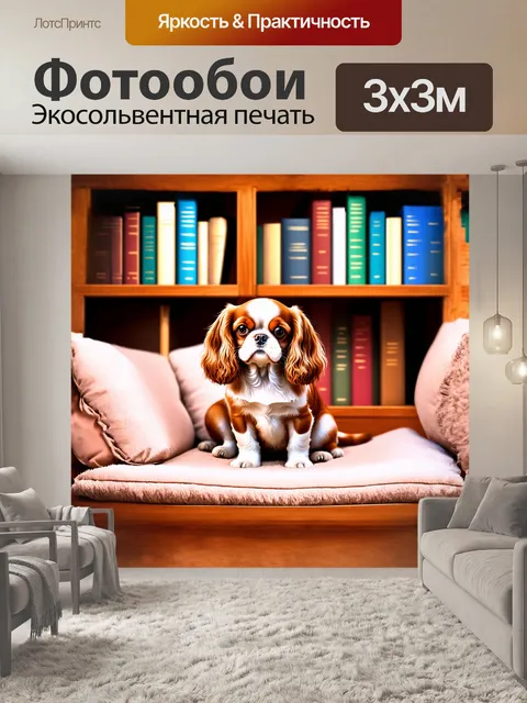 Фотообои рус: веселая кавалер кинг чарльз спаниель