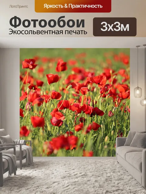 Фотообои Красный букет маков
